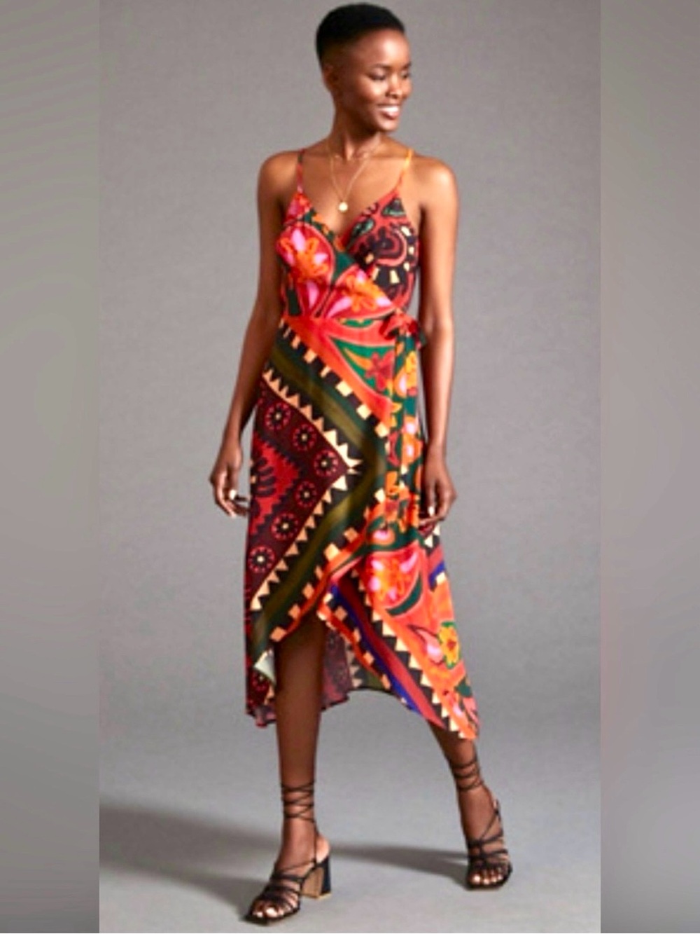 FARM Rio Multicolor Asymmetrical Slip Dress